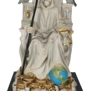 Ebros White Robe Santa Muerte Holy Sacred Death Bone Mother Seated On Throne with Scythe Statue Patron of Protection Healing Purity Figurine Day of The Dead Decorative Sculpture
