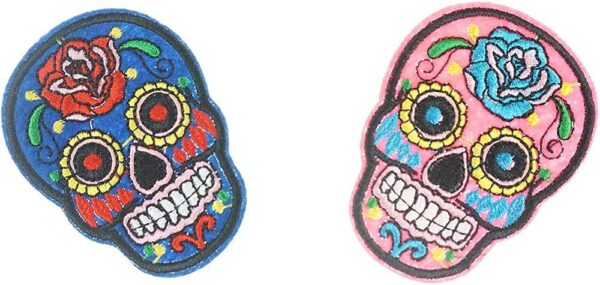 Skull Iron On Patches,Sugar Skull Embroidery Sew On Appliques Ghost Head Cloth Chest Sticker Punk Rock Patches,Perfect for Jeans, Jackets, Bags, Vest, Arts and Crafts(Assorted Color,8 PCS) - Image 6