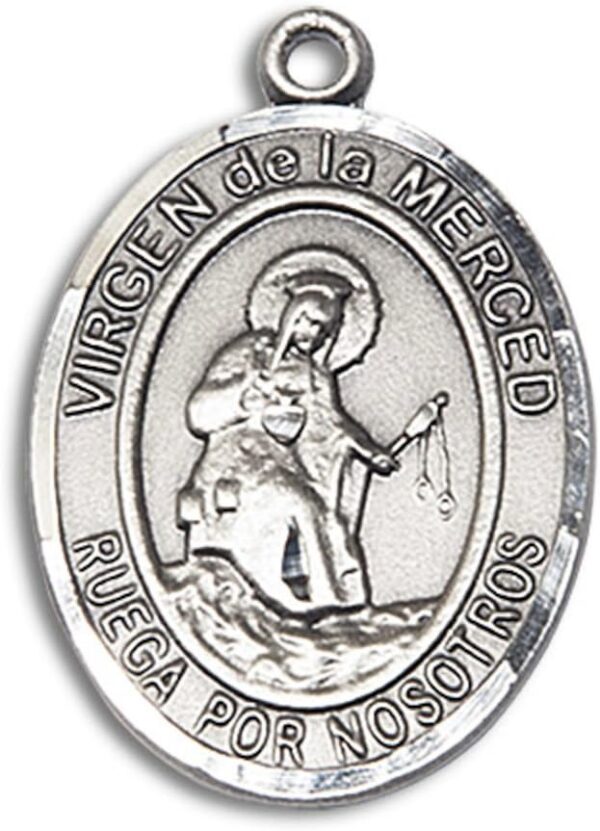Bonyak Jewelry Virgen de la Merced Hand-Crafted Oval Medal Pendant in Sterling Silver - Image 2