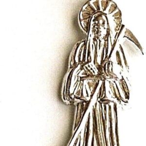 925 Sterling Silver Grim Reaper Pendant for Good Luck 45X14mm / Dije de Santa Muerte en 925 Plata para Buena Suerte