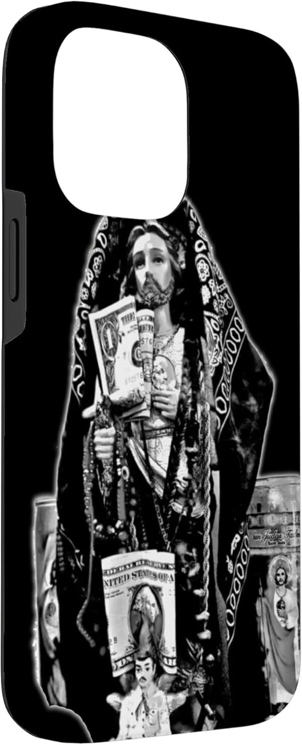 San Judas Tadeo - Jesus Malverde, Black and White Case for iPhone 14 Pro Max - Image 3