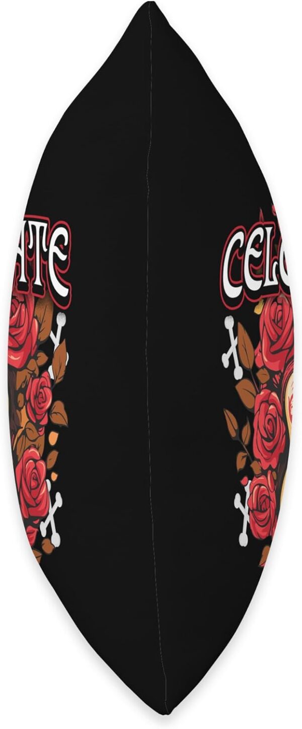 Day of The Dead Guitar with Roses Celebrate Quote Print Throw Pillow, 16x16, Multicolor - Image 2