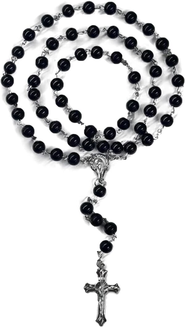 Rosary Set, First Communion Rosary for Girls and Boys, Rosary Beads Catholic for Men, Women and Kids Packed in Transparent Plastic Bag, Grandmother, Elders(Black)