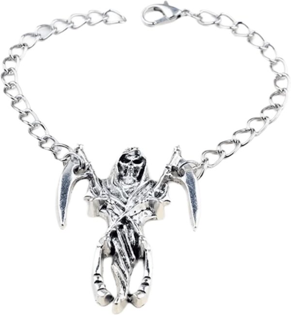 SANDOO Santa Muerte Bracelet - Protection Good Luck Healing Santa Muerte with Sickle,Religious Jewelry Amulet