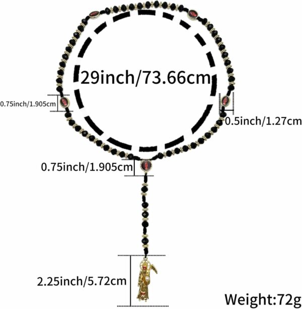 Santa Muerte Necklace Rosaries Beads Holy Death's Necklace Blessing Crafted Rosario de la santa muerte Prayer Gift For Men and Women - Image 4