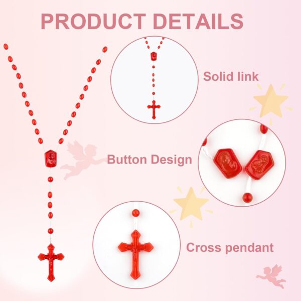 ZYFLSQ Bulk Plastic Rosary Beads Catholic 100 Pack, 17 Inch Assorted Rosary Cross Necklaces 10 Colors - Image 3