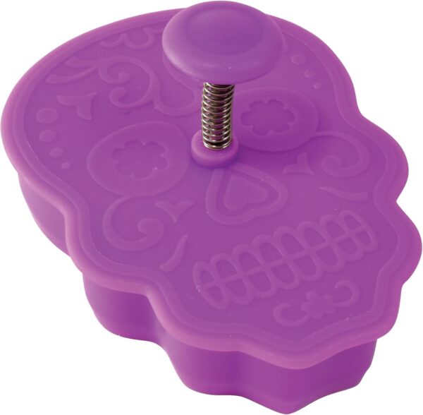 R&M International Day of the Dead Sugar Skull, 3" Cookie Cut and Stamp, Purple - Image 3