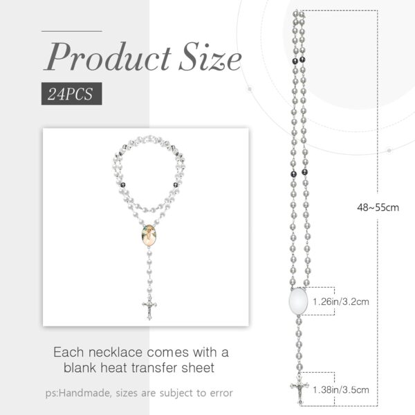 Kigeli Sublimation Blanks Necklace Sublimation Rosary Blanks Prayer Beads Necklace Heat Transfer Rosaries Photo Necklaces for Baptism Women Catholic Gifts DIY Jewelry Making(24 Pcs) - Image 2