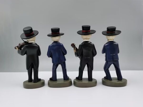 JORAE Skeletons Statue Mariachi Band Skull Halloween Figurines Home Decorative Set of 4 Day of The Dead Collectible Folk Musician Players, 5.5In - Image 3