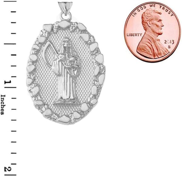 Fine Sterling Silver Santa Muerte Nugget Pendant - Image 2