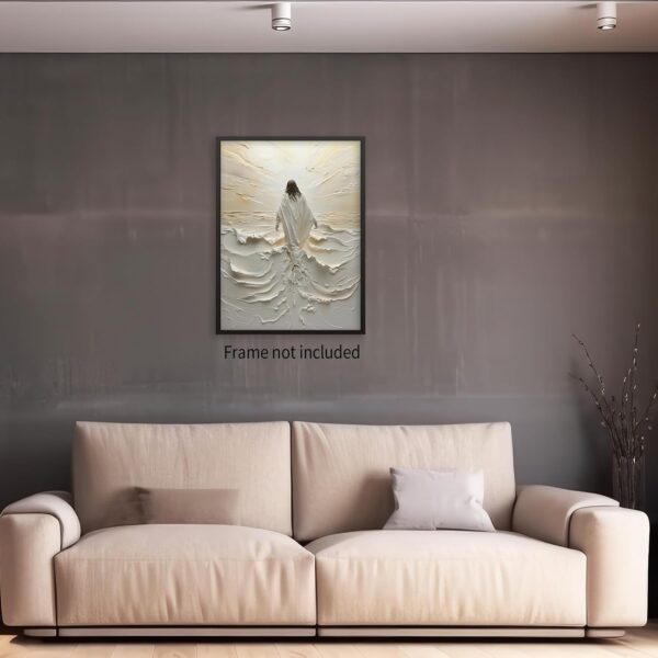 Jesus Christian Canvas Wall Art Jesus Walking on Water Religious Poster Trendy Bible Verse Prints Minimalist Christian Paintings for Living Room Bedroom Home Church Decor 12x16in Unframed - Image 3