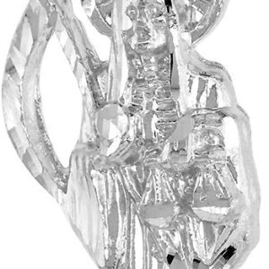 1 3/4 inch Sterling Silver Santa Muerte Necklace for Men Diamond Cut 18-30 inch Chain