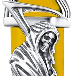 Black Obsidian Santa Muerte Necklace 925 Sterling Silver Grim Reaper Pendant Healing Crystal Point Skull Holy Death Necklace Amulet Protection Jewelry for Men Women