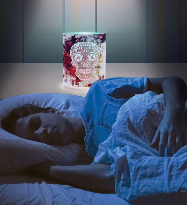CoTa Global Color Changing LED Light Lantern Day of The Dead Sugar Skull Art Design Home Garden Décor 6.5 Inch Handcrafted Lamp Accent Bedroom Living Room - Image 8