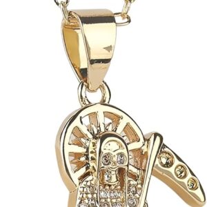 Mai & Claire 14K Gold Filled Santa Muerte Necklace For Women And Men - Holy Death Chain For La Santa Muerte Pendant Christian Jewelry Religious Amulet, Memento Mori