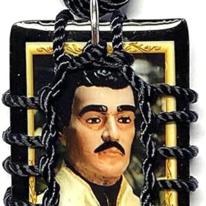 Unisex Adult Jesus Malverde Black Wood Scapular Necklace Charm Escapulario Negro Madera Collar