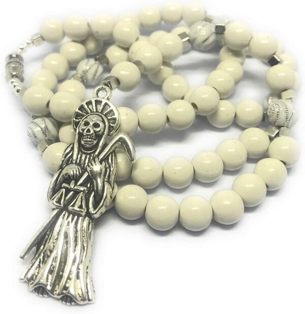 Acrylic Holy Death's Necklace, Rosary Style. Collar de la Santa Muerte de acrilico Estilo Rosario. Grim Reaper Y Style Necklace. - Image 2