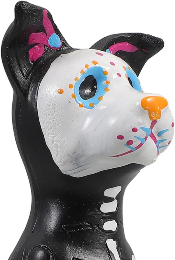 TOYANDONA Day of The Dead Dog Figurine, Halloween Dog Statue Sugar Skulls Animal Statue Resin Crafts Skeleton Sculpture for Halloween Home Desk Decorations A - Image 8