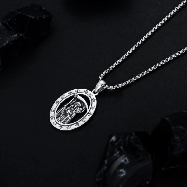 PELOVNY Hockey Aztec Lion Cross Necklace for Men 925 Sterling Silver Pendant Jewelry Gifts for Father Husband Brother - Image 3
