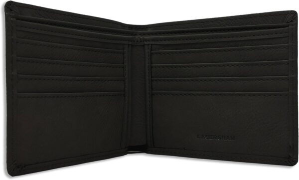 LaserGram Faux Leather Bi-Fold Wallet, Santa Muerte, Personalized Engraving Included (Black with Gold) - Image 2