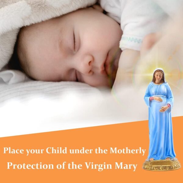 QIANLING Pregnant Virgin Mary Statue - 8.4" Resin Mother of God Figurine, Catholic Religious Decor for Prayer Room, Home Altar, Church, Shelf or Table, Spiritual Gift for Women & Believers - Image 5