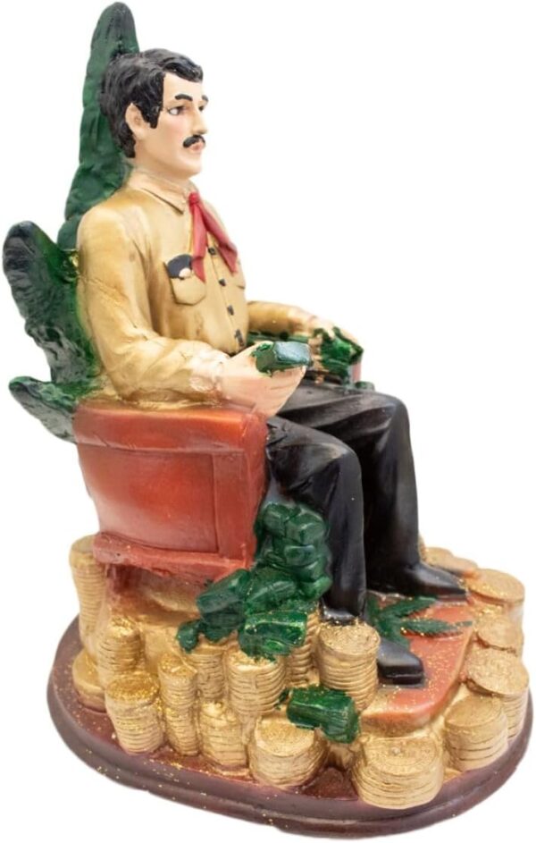 Luz Maria Resin Image Jesus Malverde Sitting 30cm (Golden) - Image 6