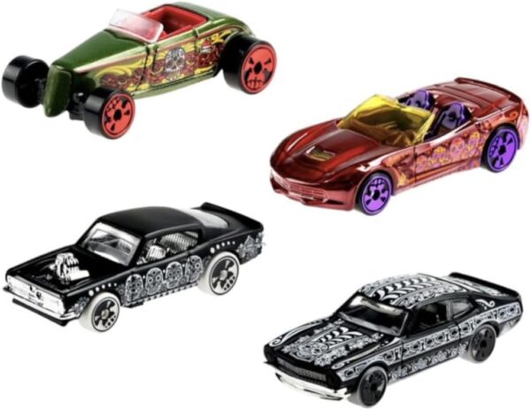 Hot Wheels 2023 Dia De Los Muertos Halloween Set of 4 Diecast Vehicles from DXT91-956F Release - Image 3