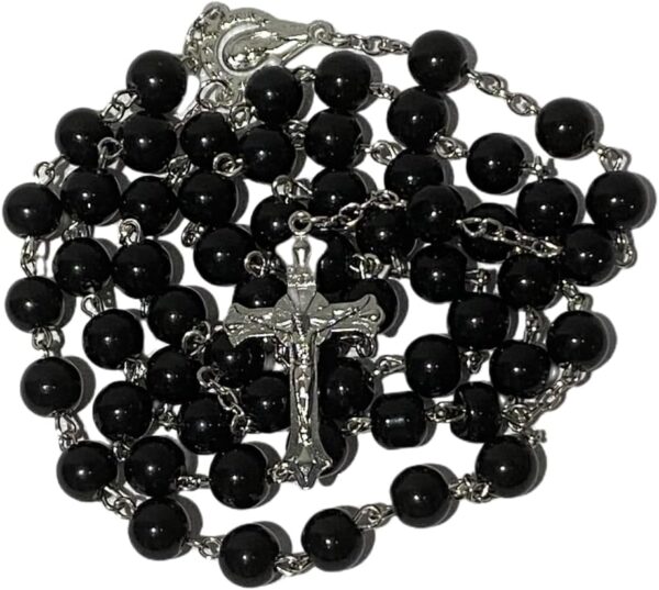 Rosary Set, First Communion Rosary for Girls and Boys, Rosary Beads Catholic for Men, Women and Kids Packed in Transparent Plastic Bag, Grandmother, Elders(Black) - Image 7