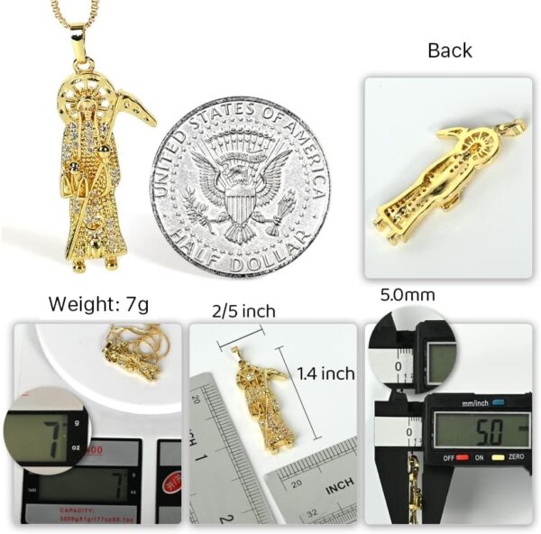 Santa Muerte Necklace: 18K Gold Plated Santa Muerte Pendant Jewelry for Women, Mothers Day Gifts - Image 3