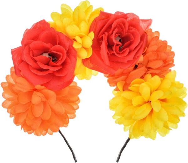 Costume Mexican Flower Crown Day of Dead Headpiece Hawaiian BOHO Floral Headband Dia de Los Muertos Party Favor - Image 2