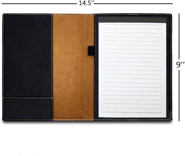 Small 7" X 9" Portfolio Notepad, Malverde, Personalized Engraving Included (Black with Silver) - Image 3