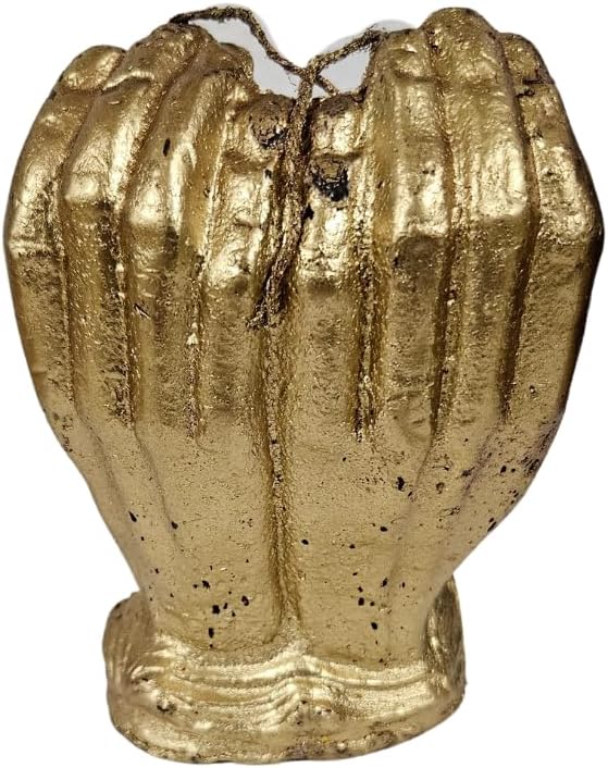 Gold Santa Muerte in Hands Figure Candle 5' - Image 3