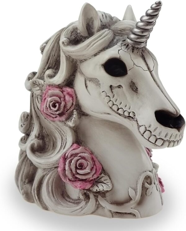 Gothic Unicorn Skull Piggy Bank- Sugar Skull Home Decor Unicorn Skeleton Statue Adult Gift Halloween Day of The Dead - Image 6