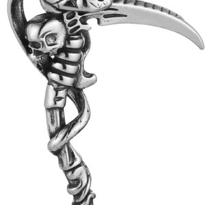 HZMAN Death Scythe Necklace for Men Stainless Steel Gothic Grim Reaper Saint Death Scythe Skull Pendant Necklace Jewelry Gift