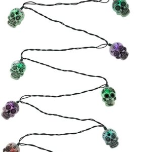 Kurt Adler UL 10-Light LED Sugar Skull Color Changing Light Set