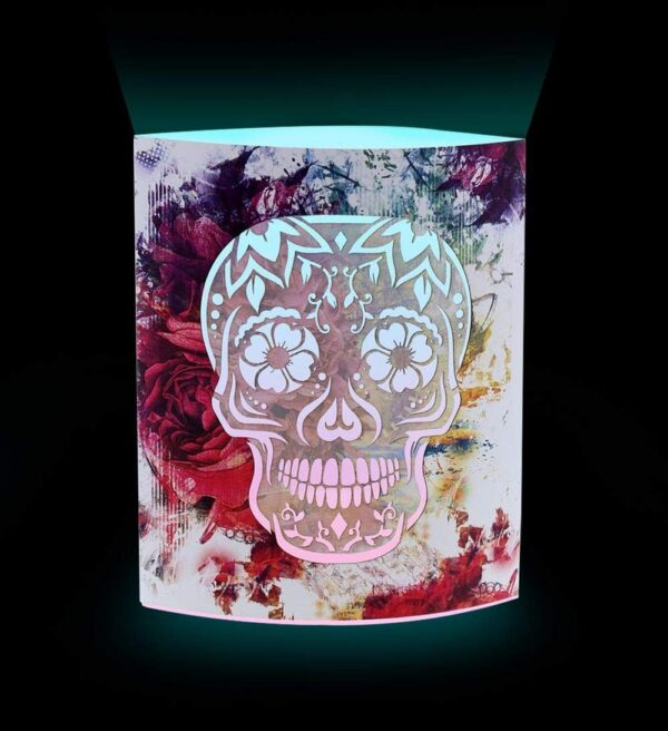 CoTa Global Color Changing LED Light Lantern Day of The Dead Sugar Skull Art Design Home Garden Décor 6.5 Inch Handcrafted Lamp Accent Bedroom Living Room - Image 7