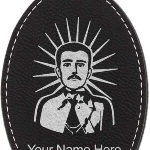 LaserGram Personalized Christmas Ornament, Malverde, Faux Leather, Custom Laser Engraved Gift Idea (Oval Shape, Black with Silver)