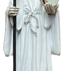 Mario's Collection Gold Money White Santa Muerte Statue 9 inch, Grim Reaper Statue on White Robe, Reaper Figurine of Holy Death