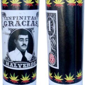 Jesus Malverde Set De 2 Veladoras Y Tarjeta De Rezo En Espanol Solamente