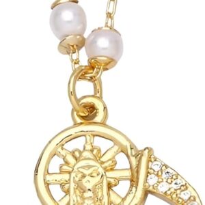 Mai & Claire 14K Gold Filled Santa Muerte Necklace For Women And Men - 925 Sterling Silver Holy Death Scythe Christian La Santa Muerte Pendant Chain Religious Amulet, Memento Mori Necklace