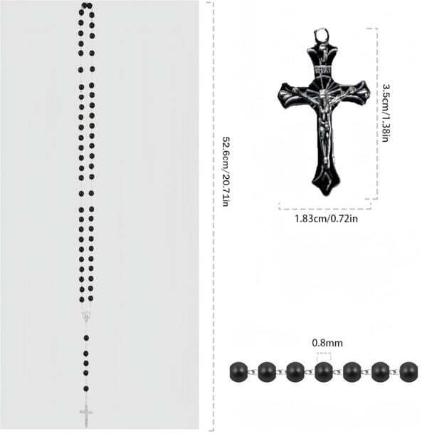 Rosary Set, First Communion Rosary for Girls and Boys, Rosary Beads Catholic for Men, Women and Kids Packed in Transparent Plastic Bag, Grandmother, Elders(Black) - Image 2