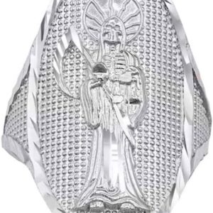 Claddagh Gold Grim Reaper .925 Sterling Silver Nuestra Señora de la Santa Muerte Our Lady of the Holy Death Oval Statement Ring