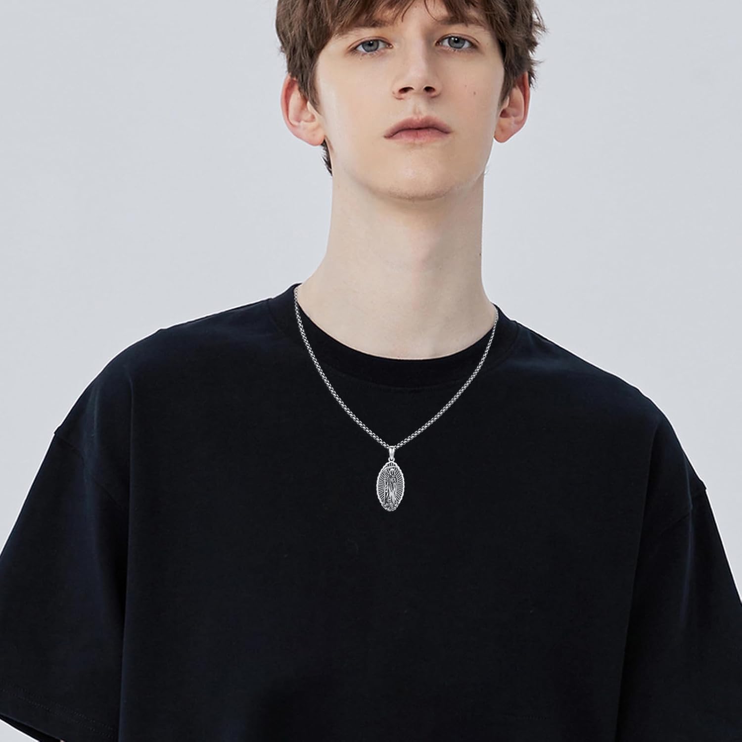 Santa Muerte Necklace 925 Sterling Silver Oxidation Grim Skull with Scythe Pendant Grim Reaper Necklace Skull Jewelry Gift for Men Halloween - Image 4