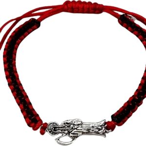 925 Sterling Silver Santa Muerte Bracelet For Men And Women - 1pc La Santa Muerte Pendant Saint Of Death Rope Braided String Sickle Grim Reaper Rope Adjustable Religious Amulet, Memento Mori Necklace