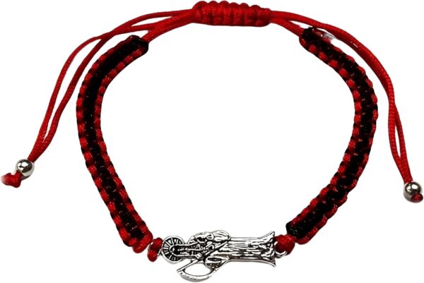 925 Sterling Silver Santa Muerte Bracelet For Men And Women - 1pc La Santa Muerte Pendant Saint Of Death Rope Braided String Sickle Grim Reaper Rope Adjustable Religious Amulet, Memento Mori Necklace