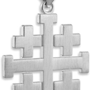Religious Jewelry Matte Finish 925 Sterling Silver Crusaders Jerusalem Cross Pendant