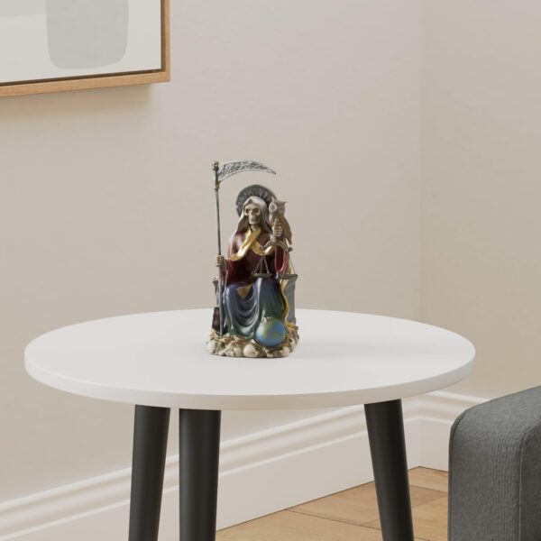 Atlantic 9" Tall Holy Death All Powerful Santa Muerte with Scythe and Scales Sitting On Throne Day of The Dead Decorative Figurine (Rainbow) - Image 2