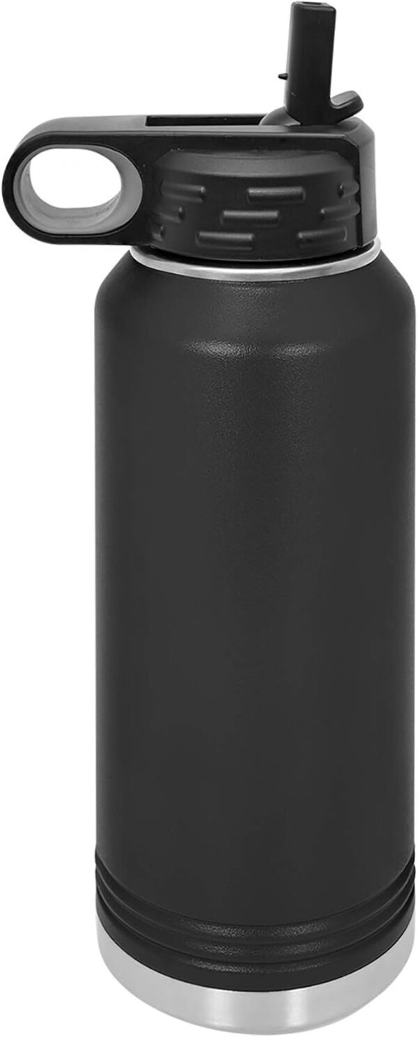 LaserGram Personalized Water Bottle, Santa Muerte, Stainless Steel Double Wall Vacuum Insulated with Flip Top Straw, Custom Engraved Gift (40oz / 1180ml Black) - Image 2