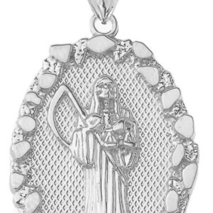Fine Sterling Silver Santa Muerte Nugget Pendant Necklace