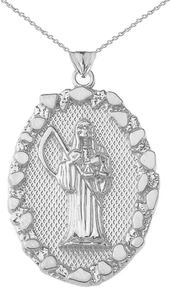 Fine Sterling Silver Santa Muerte Nugget Pendant Necklace